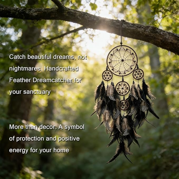 Black Dream Catchers wall hangings Room Decor,Large Dream Catcher for Adults,Handmade Boho Dreamcatcher for Home Decor Turquoise Hanging Ornament for Living Room Dorm Decor Hippie Gifts
