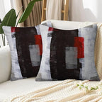 Red and Grey Abstract Art Artwork Pillow Cover, Gallery Modern Decorative Throw Pillows Cushion Cover for Bedroom Sofa Living Room 24 x 24 Inch Set of 2