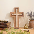 TRENDIN Wall Cross for Home Decor, Rustic Wooden Cross Wall Decor, Decorative Farmhouse Christian Religious Crucifix Art for Living Room Housewarming Gift