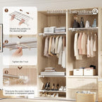 Hershii Closet Tension Shelf & Rod Expandable, Adjustable Storage Rack Metal Organizer DIY Divider Separator for Cabinet Wardrobe Cupboard Kitchen Bathroom