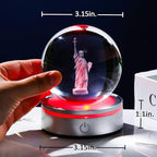 Movdyka 3D Crystal Ball Statue of Liberty Figurine New York City Souvenirs Gifts for Women Men Friends, Laser Etched Liberty Statue Ornaments Model with Light Base, USA Souvenir Decor NYC Gifts
