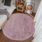 Ghouse Faux Rabbit Fur Round Rug 6ft Pink Round Rugs for Bedroom Decor Fluffy Area Rugs for Living Room, no-Shedding Carpet Sheepskin Washable Rug Rome Decor