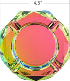 Kaforise Heavy K9 Crystal Ashtray for Cigarettes – Cool Color-Changing Glass Ash Tray for Outdoor Patio & Home Decor – Fancy Geometric Tabletop Accessories, Unique Luxury Gift for Men Smokers (02)