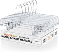 HOUSE DAY Clear Skirt Hangers with Clips, Non-Slip Pants Hangers for Closet, Clip Hanger for Pant, Skirts, Shorts, 14'' Clear Plastic Hanger, Pack of 25