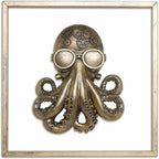JJALIGHTS Exquisite Resin Animal Head Wall Sculpture (Gift Metal Frame) - octo Imitation Copper Vintage Decor for Living Room, Bedroom & Office | Decorative Wall Hanging Art (Octopus)