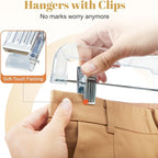 HOUSE DAY 100 Pack Skirt Hangers with Clips, Clear Plastic Pants Hangers with 2-Adjustable Clips，Non-Slip Clip Hanger for Pant, Skirts, Shorts, Bulk Retail Hanger