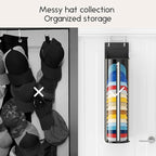 Hat Rack for Door and Closet – Large Capacity Hanging Hat Rack Organizer Holds 30-35 Caps, Over the Door Hat Storage Organizer for Bedroom, Entrance or Dorm, 1 Pack, Black