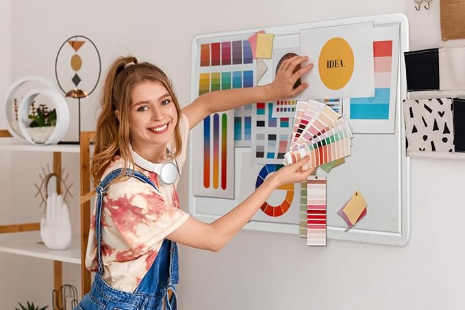 Large Bulletin Board - Foldable 24x18 Inches Cork Board Alternative with 20 Push Pins, Self-Adhesive Felt Bulletin Board for Wall, Home Office Classroom Decor