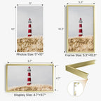 5x10 Aluminum Metal Picture Frame,Tempered Glass Gold Photo Frame 5x10 for Family Photo,Posters,Art,Document to Wall Mount Horizontally or Vertically