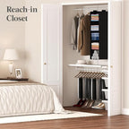 Lifewit 5 Tier Hanging Closet Organizer and Storage for Shelves, Foldable Clothes Shelf with 2 Sturdy Hooks, Sweater/Coat/Shoes Clothing Organization for Wardrobe, Dorm, Bedroom, Black