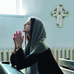 TALPGOD Celtic Cross Irish Blessing Wall Decor, Irish Wall Art for Home, Ireland Gifts, Catholic Cross, Green, 9.45 Inch x 7.48 Inch