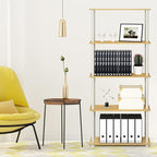 Furinno TURN-N-TUBE Storage Shelves, 5-Tier Book Shelf, Corner Shelf, Toolless Open Shelves, for Organization and Storage, Living Room, Garage, Home Office, Beech