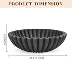 YMXYJM Large Decorative Bowl, Modern Handicraft Bowls for Home Decor, Decorative Fruit Bowl for Kitchen, Ruffle Bowl Decor, Stylish Key bowl for Entry Table, Artificial Stone Black