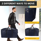Extra Large Storage Bags Set Heavy Duty Moving Totes with Handles, Waterproof Dual-Durable Storage Totes For Space-Saving Moves, (Dark Blue, 12 Park-2 Moving bag & 10 Vacuum Seal Bags)