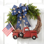 Patriotic Wreaths for Front Door, 250 Anniversary Decorations 4th of July Decorations Outdoor, Handcrafted Memorial Day Wreaths, Festival Celebration USA Flag Printed Wreath (G)