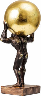 Lukitas Atlas Holding Up World Statue and Sculpture, Struggler Figurine Decor, Ball Lifting Sculpture, Creative Ornament for Office Living Room, Resin 13''