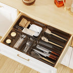 WOWBOX 40 PCS Clear Plastic Drawer Organizer Set, 4 Sizes Desk Drawer Organization and Storage Containers for Makeup, Cosmetics, Jewelry and Gadgets in Kitchen, Bathroom, Bedroom, Office, Clear Black