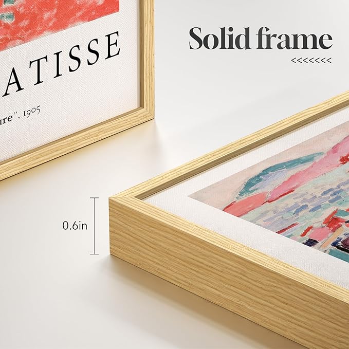 Framed Matisse Wall Art for Living Room, 6 Pieces Abstract Colorful Canvas Artwork for Walls, Henri Matisse Vintage Boho Landscape Pictures for Bedroom, Dining Room, Hallway, Home Office Decor 11x14