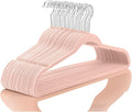 MIZGI Premium Velvet Hangers (50 Pack) Heavyduty - Non Slip Felt Hangers - Velvet Suit Hanger Blush Pink/Rose - Chrome Hooks,Space Saving Clothes Hanger