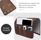 Sofa Armrest Organizer, Remote Control Holder for Recliner Couch, Arm Chair Caddy with 6 Pockets for Magazine, Tablet, Phone, iPad