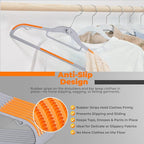 Plastic Hangers 20 Pack, Cascading Slim Space Saving Clothing Hangers with 360° Rotating Hook, Non Slip Clothes Hangers for Sweater Shirt, Heavy Duty Coat Hanger with Inner Hook for Closet, Grey