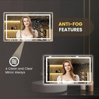 LOAAO 68"x40" LED Bathroom Mirror with Lights, Anti-Fog, Dimmable, Backlit + Front Lit, Lighted Bathroom Vanity Mirror for Wall, Memory Function