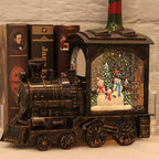 Christmas Musical Snow Globe Lantern Battery Operated with 6 Hour Timer, Snowman Lighted Snow Globe Train Spinning Water Swirling Glitter Christmas Decoration Gifts(10.6 x 4.3 x 8.3 Inches)