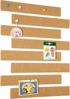 Cork Board for Walls - 8 Pack Felt Pin Board Bar Strips - Self-Adhesive Lightweight Bulletin Board - Cork Board for Office with 40 Push Pins No Damage for Wall (Camel)
