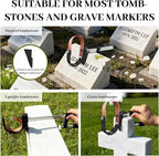Headstone Wreath Hanger, 2-Pack Adjustable Cemetery Wreath Holder for 3'' to 8'' Tombstones & Grave Markers,Black,Gravestone Decoration for Christmas, Memorial Day, Never Blown Away!