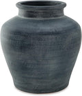 Signature Design by Ashley Meadie Traditional Indoor Terra Cotta Tabletop Vase with Wide Mouth, Blue