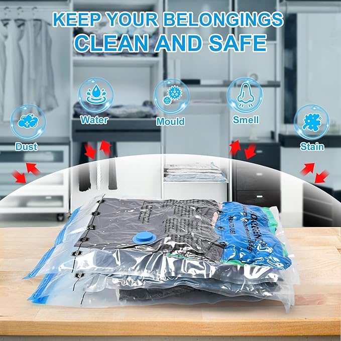 BoxLegend Vacuum Storage Bags with Hand Pump 6 Medium 19.68’’x27.56’’ Thickened Waterproof Vacuum Seal Bags for Clothing Bed Sheets Pillowcases Compression Space Saving for Moving Closet Storage