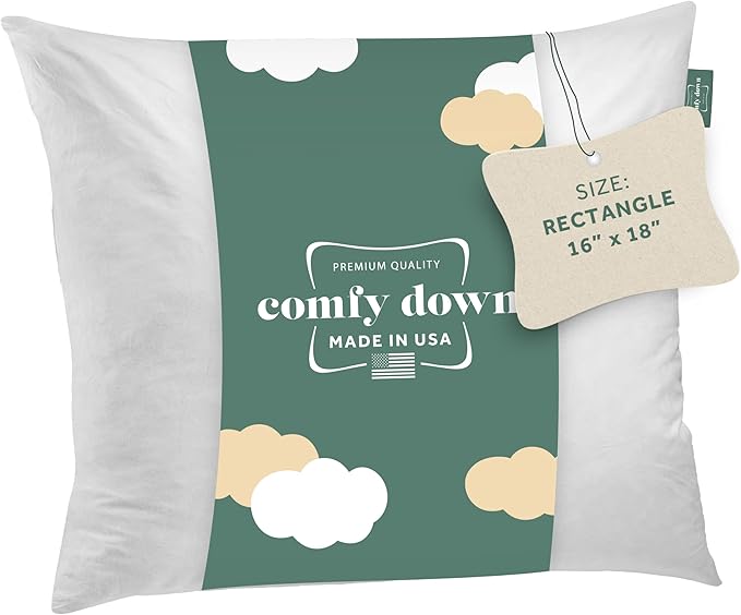 ComfyDown Decorative Throw Pillow Insert, Down and Feather Fill, 100% Cotton Cover, 233 Thread Count - Made in USA (16" x 18")