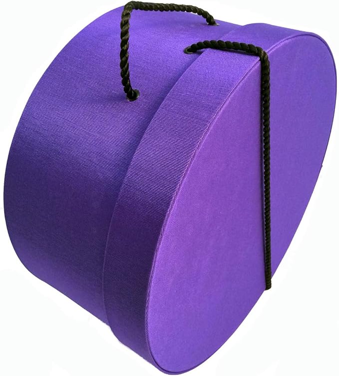 Sarah's Hat Boxes Classic Dark Purple Hat Box – 11" x 5.5" (Dia. x Ht.) Handmade in USA – Odorless Non-Toxic Adhesive, Cording Handle – Premium Storage for Hats & Accessories