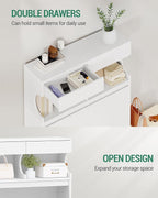 Shoe Cabinet with 2 Flip Drawers & 2 Top Drawers, Narrow Hidden Shoe Storage Cabinet for Entryway, Freestanding Shoes Organizer with Storage Space, 12-16 Pairs, for Hallway, White SR45303X