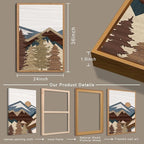 BINCUE Large Boho Mountain Wall Art Framed Mountains Wall Paintings Set of 3 Forest Mountain Sun Wall Decor Boho Landscape Artwork Rustic Mountains Art Prints for Living Room Bedroom Office Farmhouse 24x36 Inch Gift