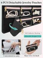 MATEIN Hanging Jewelry Organizer with Removable Zipper Jewelry Pouches, Tangle-Free Necklace Hanger for Closet with Metal Hook, Over the Door Earring Storage Bracelet Ring Holder