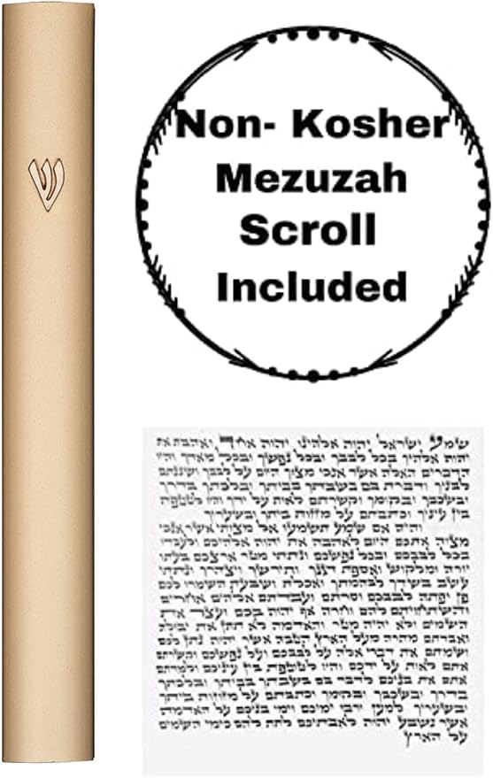 A&S Mezuzot Alumium Mezuzah Case in Silver Shin Design Weatherproof Door Mezuza Judaica Art for Home Blessing (Gold, 5 Inches)