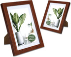 Picture Frame 5x7 with mat 4x6 Wine red frame set of 2-Modern Style Wood Composite Frames, Tempered glass table top and wall mount horizontal or vertical picture frame for home decor best gift