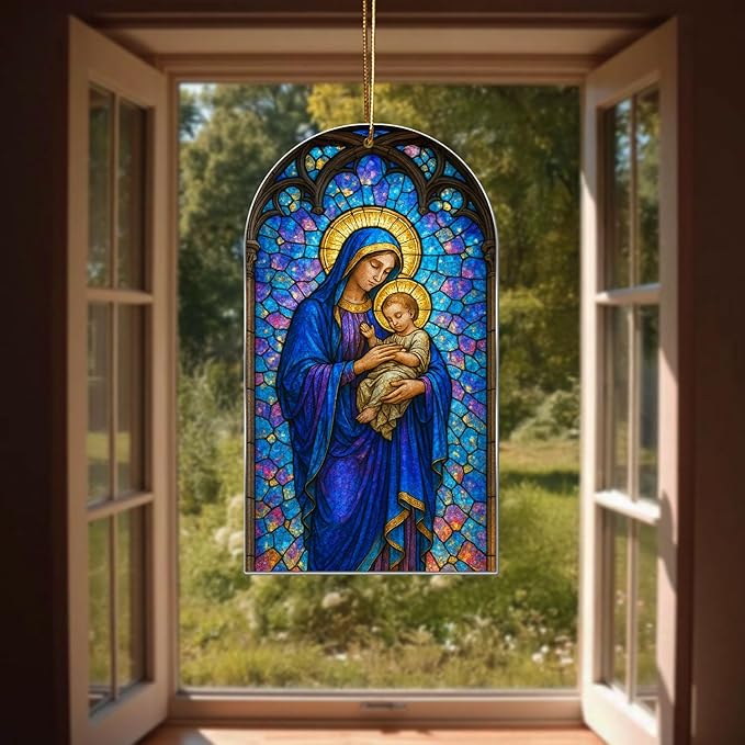 Hologram Nativity Ornament, Radiant Holy Scene Christmas Hanging Decor, Nativity Ornament, Christian Gifts for Mom, Luminous Window & Tree Decoration