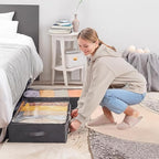 90L Under Bed Storage Containers, Closet Organizers and Storage Bins, Foldable Underbed Storage Bags for Blankets, Towels, Comforter, Sweaters, Linen Sheets, Wrapping Paper (Grey, 4 Pack)