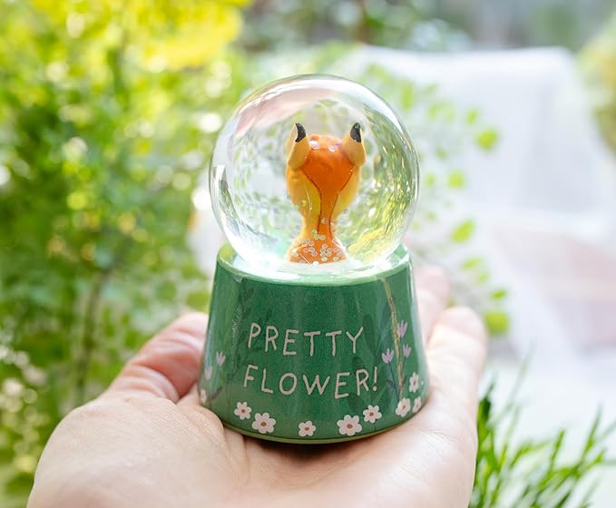 Disney Bambi and Thumper Pretty Flower Mini Light-Up Adult Snow Globe with Swirling Glitter | 3 Inches Tall