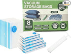 Vacuum Bags for Travel with Pump,8 Pack Vacuum Storage Bags for Bedding and Clothing,Space Saver Bags for Travel and Home(with Hand Pump, Small 40 * 60)