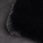 Ghouse Ultra Soft Faux Rabbit Fur Rug 3x5, Machine Washable Area Rugs for Bedroom Fluffy Rugs for Living Room, No-Shedding Carpet Sheepskin Rug Black