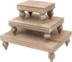 SwallowLiving Wooden Riser for display, Natural, Set of 3