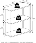Furinno Turn-N-Tube Storage Shelves, 3-Tier Book Shelf, Corner Shelf, Toolless Open Shelves, for Organization and Storage, Living Room, Garage, Home Office, Sage Green
