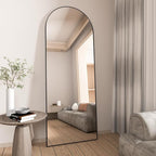 Full Length Mirror, 56"x16" Arch Mirror Floor Mirror with Stand, Black Arched Full Body Standing or Leaning Mirrors for Bedroom, Living Room