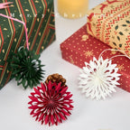 EASY JOY Red White Green Christmas Hanging Decorations - 9Pcs 3D Christmas Tree Paper Hanging Decor Snowflake Ornaments Christmas Decorations Outdoor Indoor for Xmas Party New Year Window Door
