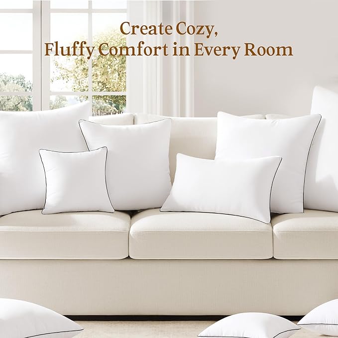 puredown® 20x20 Pillow Inserts Set of 2, Fluffy Overfilled Down Alternative Decorative Pillows, Soft Plush Throw Pillows for Couch, Sofa, Bed and Home Decor