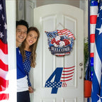 4th of July Decorations for Door: Fourth July Memorial Day Sign Patriotic Wreath Outdoor 12" Red White and Blue Decor Metal 250 Anniversary USA Large Wall Hanging Independence Vintage for Outside Indoor