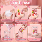 Sotiff 12 Sets Mother's Day Craft Bulk DIY Snow Globe Gift with Mini Resin Heart Bear Vase with Flower Figurines Gift Box 3D Love Heart Love You Mom Wooden Sign for Mom Birthday Classroom Activity